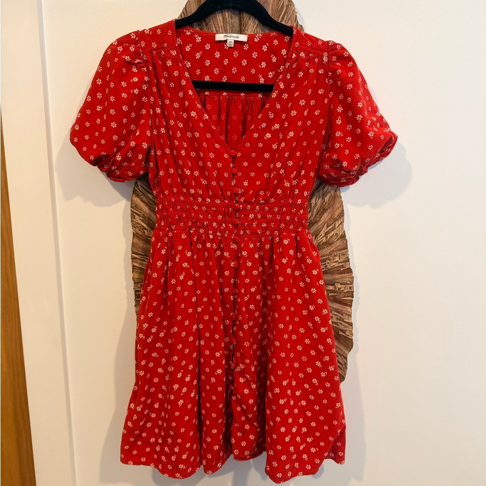 Madewell Red Floral Mini Dress